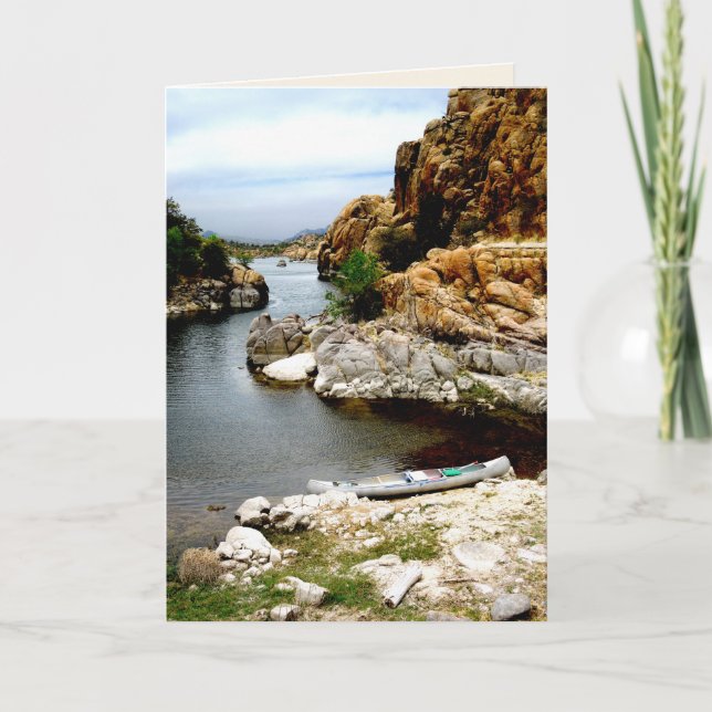 Canoa solitaria, tarjeta de saludo en blanco (Anverso)