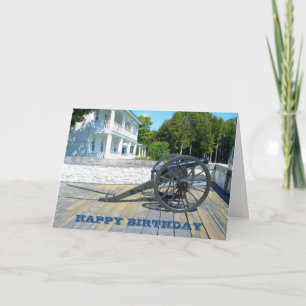 Cañón de Fort Mackinac en la tarjeta de cumpleaños