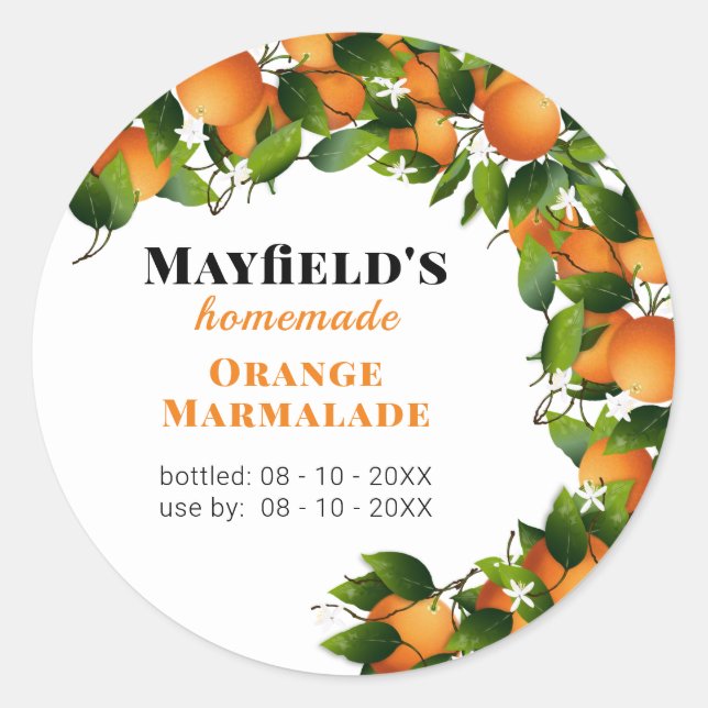 Cañón de fruta naranja | Etiqueta de Jam Jar (Anverso)