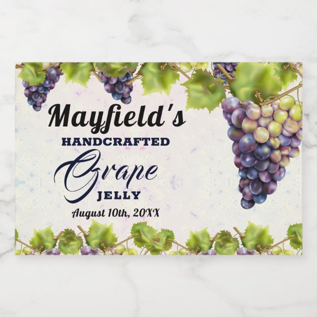 Cañón de frutas de uva | Etiqueta de Jam Jar (Etiqueta única)