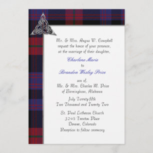 Cañón marrón Tartán Invitación a la boda