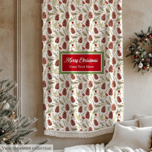 Cañones de pino acuarela manta festiva verde paste (Watercolor pine cones pastel green festive blanket)
