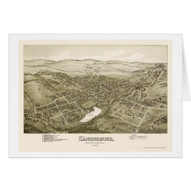 Canonsburg, mapa panorámico del PA - 1897 (Anverso (Horizontal))