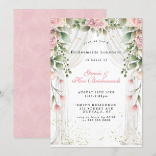 Canopy Pink Florals Bridesmaids Luncheon Invita