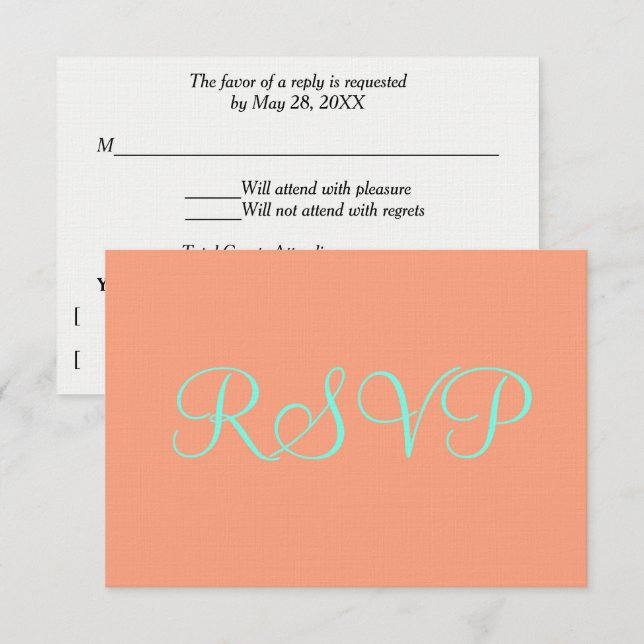 Cantaloupe Blue Wedding RSVP (Anverso / Reverso)