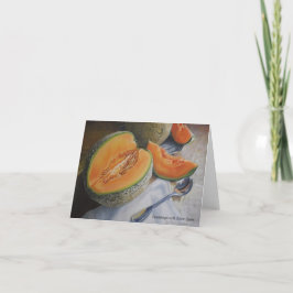 Cantaloupes con tarjeta de nota plateada