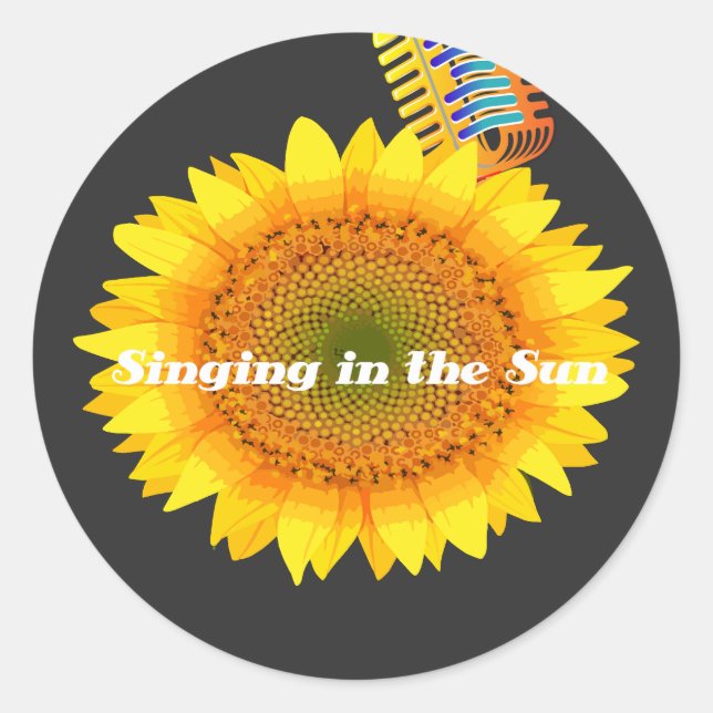 Cantando en el Pegatina del corazón sol-girasol (Anverso)