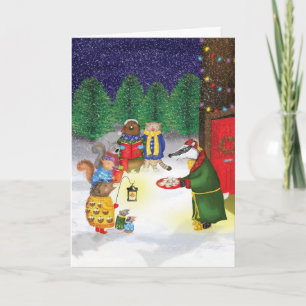 Cantantes de carol de Woodland tarjetas de Navidad