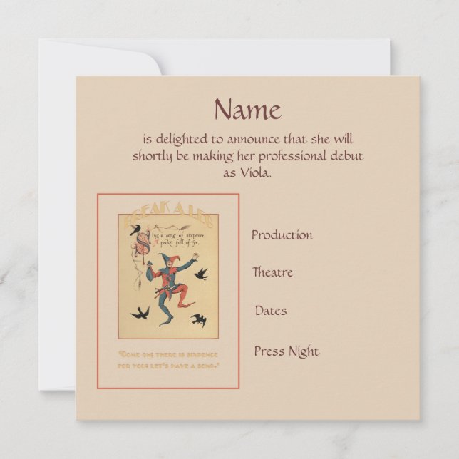 Cantar una canción de Invitación Sixpence (Anverso)