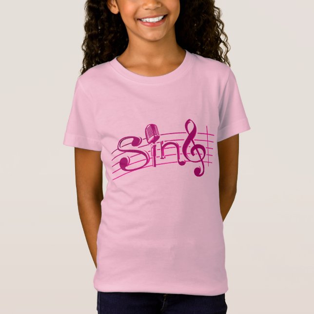 Cante a niños retros del mic la camiseta rosada (Anverso)