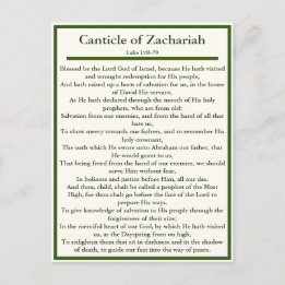 Cántico de Zachariah y tarjeta de oración Magnific