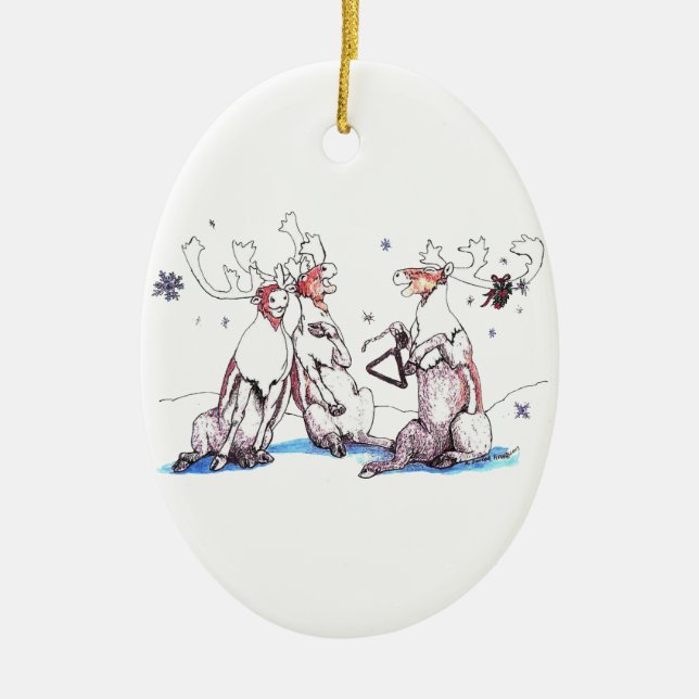 Canto caprichoso Ornamento de Navidad Caribou (Frente)