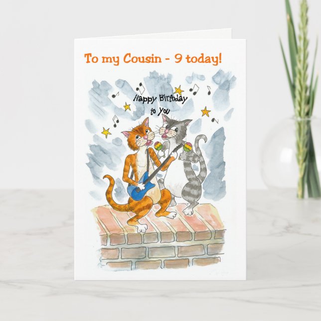 Canto de gatos 9.ª tarjeta de cumpleaños divertida (Anverso)
