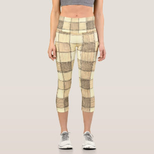 Canto femenino y khaki Gingham Capri leggings
