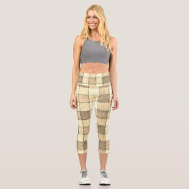Canto femenino y khaki Gingham Capri leggings
