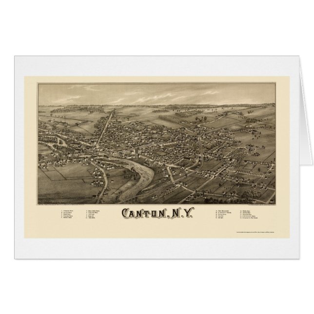 Cantón, mapa panorámico de NY - 1885 (Anverso (Horizontal))