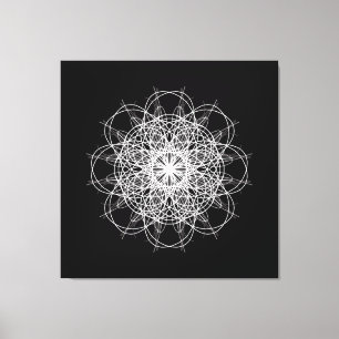 Canvas, arte de Mandala en blanco y negro