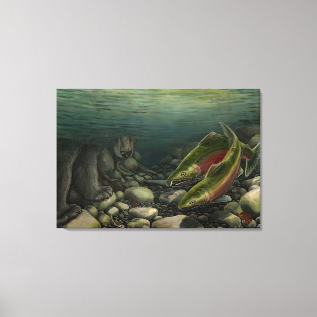 Canvas de arte del pescado Coho Salmon w. Impresió (Anverso)
