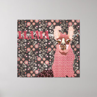 Canvas de arte floral de color rosa Llama marrón