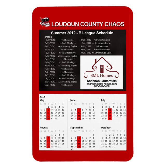 Caos de adultos - imán de horario de la Liga B de  (Vertical)