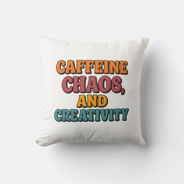 Caos de cafeína y Cojín decorativo de creatividad (Anverso)