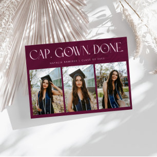 Cap. Gown. Done. Multi Foto Tarjeta de Graduación 