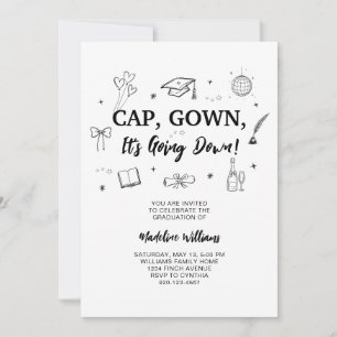 Cap Gown está cayendo en la invitación a la gradua