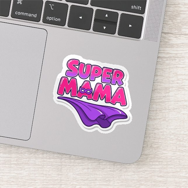 Capa de Super Mamá Superheroína Pegatina (Detalle)