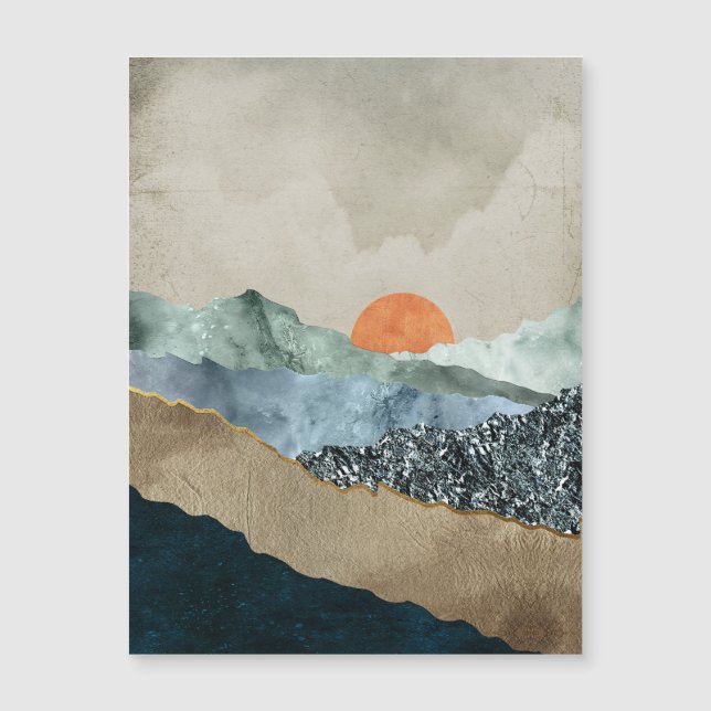 Capas de montaña texteadas con brillo de atardecer (Anverso)