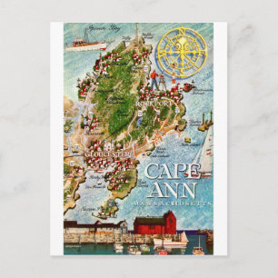 Cape Ann Massachusetts Tarjeta Postal Antigua