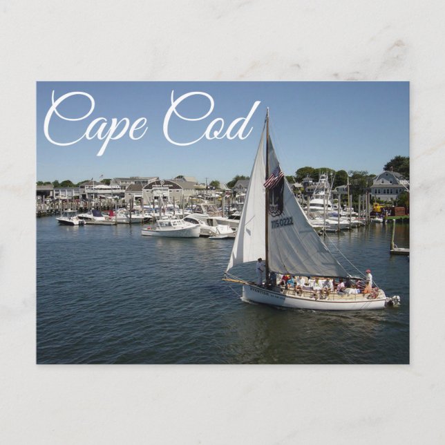 Cape Cod Hyannis, tarjeta postal de Massachusetts (Anverso)