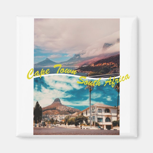 Cape Town Sudáfrica Imán de Collage Cabeza de León (Frente)