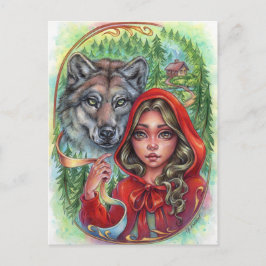Caperucita Roja Postal Cuento de Hadas Lobo