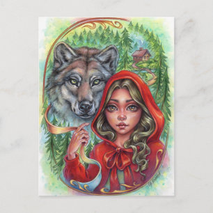 Caperucita Roja Postal Cuento de Hadas Lobo