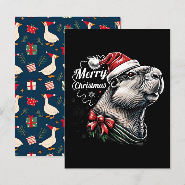 Capibara haciendo dabbing en Navidad Santa – diver (Anverso / Reverso)