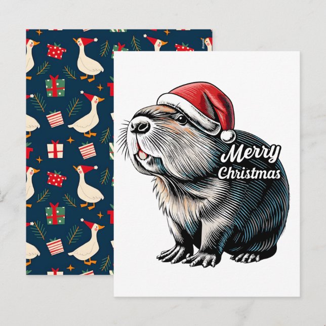 Capibara haciendo dabbing en Navidad Santa – diver (Anverso / Reverso)