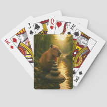 Capibara Zen con piedras de equilibrio cartas de j