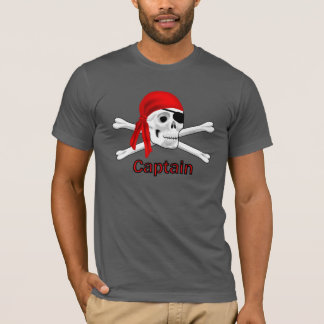 Capitán Calavera Pirata y camiseta negra para homb
