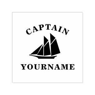 Capitán con su nombre Sello de tinta de barco de v