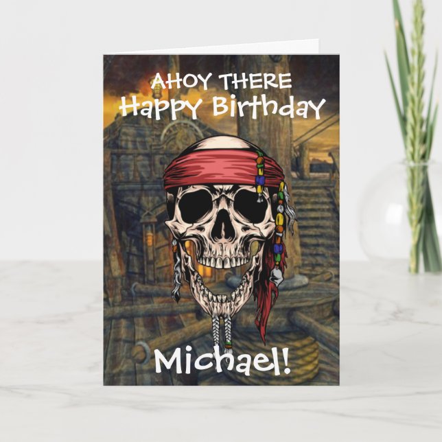 Capitán de la Calavera Pirata Cruz Huesos Tarjeta  (Anverso)