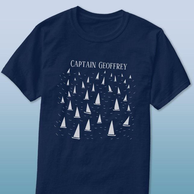 Capitán del barco de vela camiseta personalizada (Sailing boat personalized Captain name t-shirt for sailors)