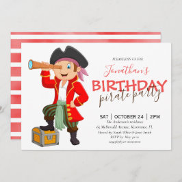 Capitán fiesta pirata invitación de cumpleaños