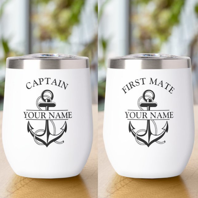 Capitán Insulado Náutico Primer Tumbler de Vino (Subido por el creador)