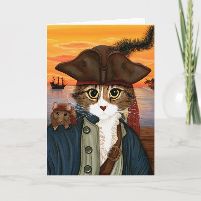 Capitán Leo, gato del pirata y tarjeta del arte de (Anverso)