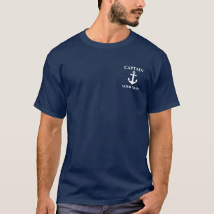 Capitán Náutico Nombre Anchor Camiseta Azul M