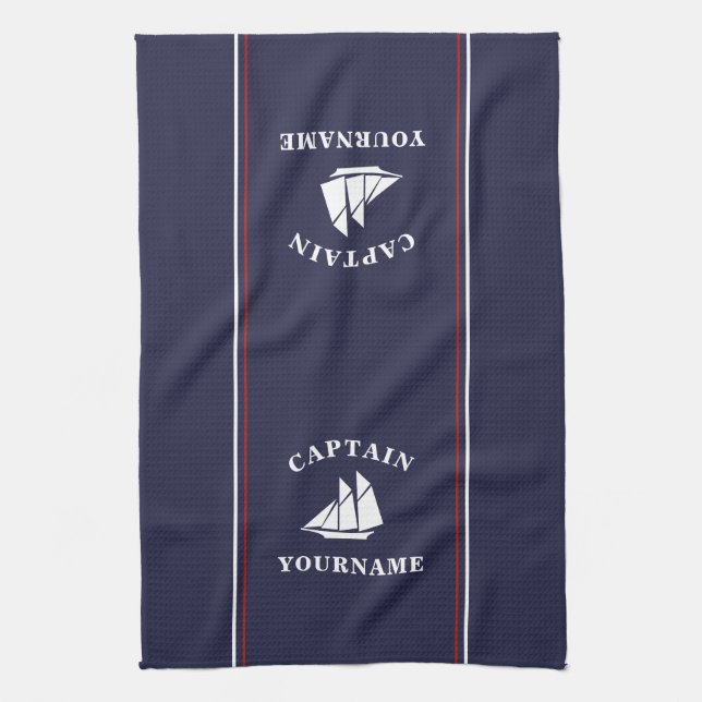 Capitán náutico toallas de cocina personalizadas (Vertical)
