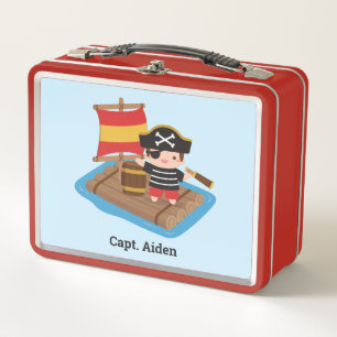 Capitán Niño Pirata Lindo En Balsa Personalizado N