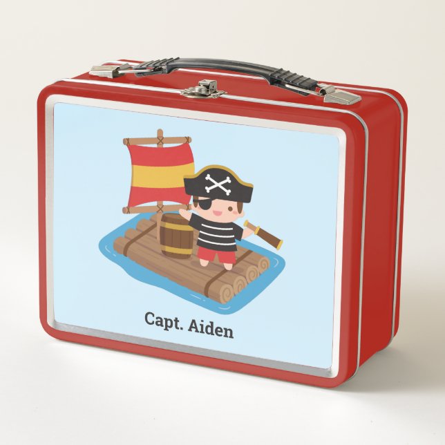 Capitán Niño Pirata Lindo En Balsa Personalizado N (Anverso)
