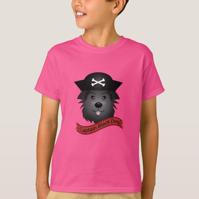 Capitán Perro Negro - Camiseta Básica Para Niños (Anverso)