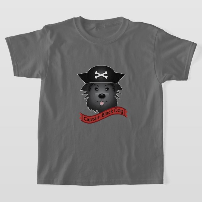 Capitán Perro Negro - Camiseta Básica Para Niños (Distribución)